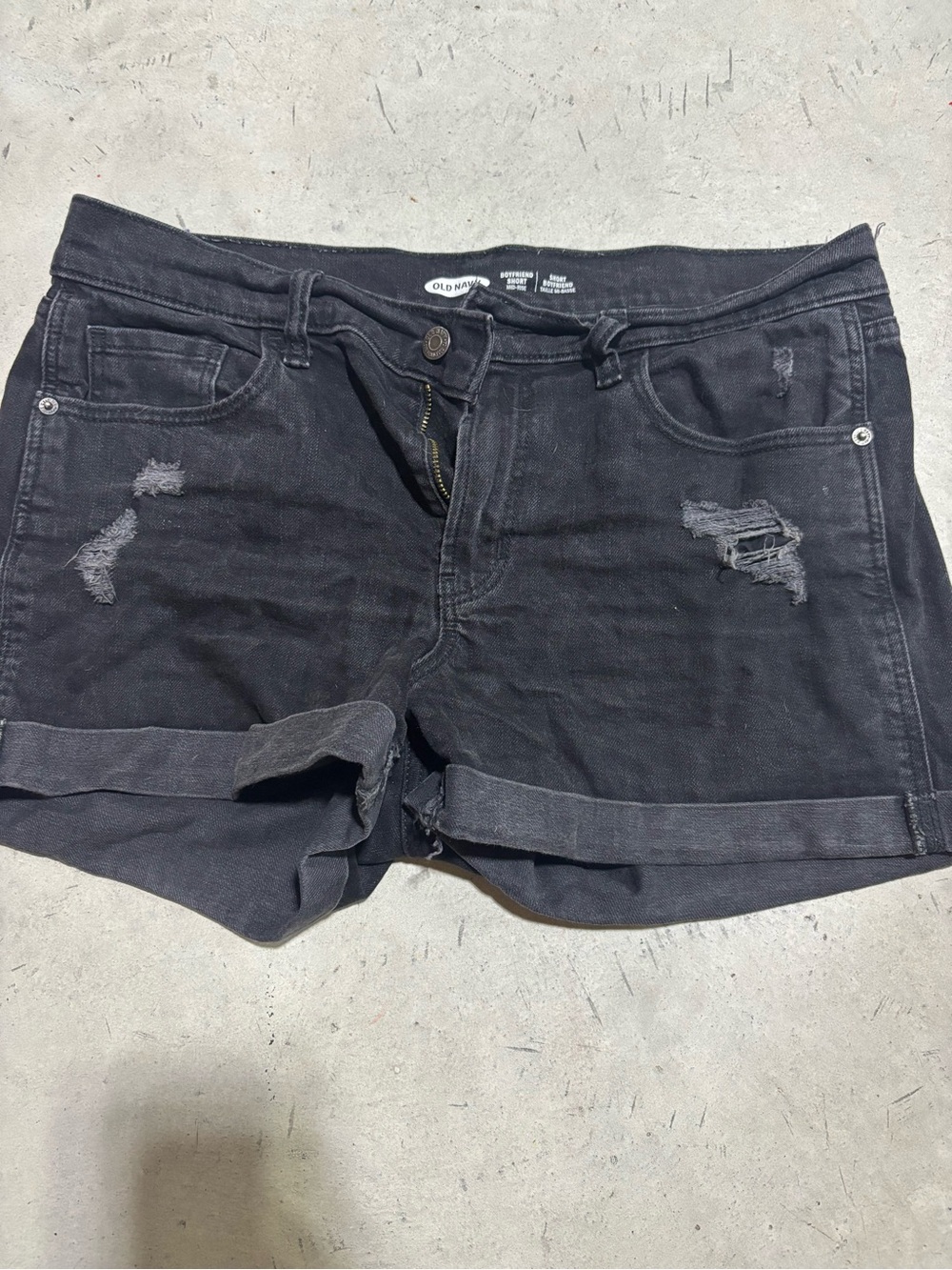 Old Navy Black Distressed Cuffed Denim Shorts